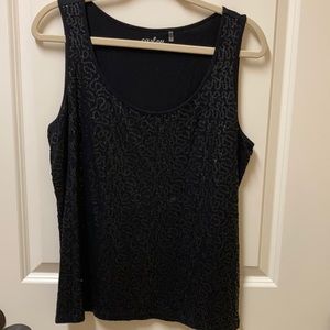 Caslon fitted tee sequined front/ knit back